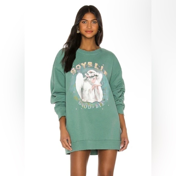 Boys Lie, Good Bye Crewneck in Light Green OS NWOT. See photos for minor flaws - Picture 4 of 11